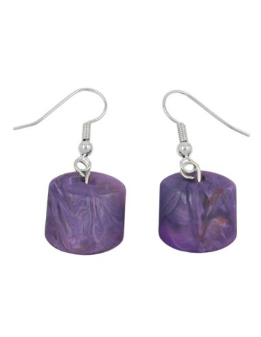 hook earrings slanted bead purple