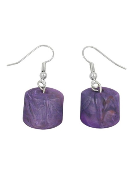hook earrings slanted bead purple