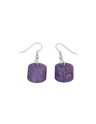 hook earrings slanted bead purple