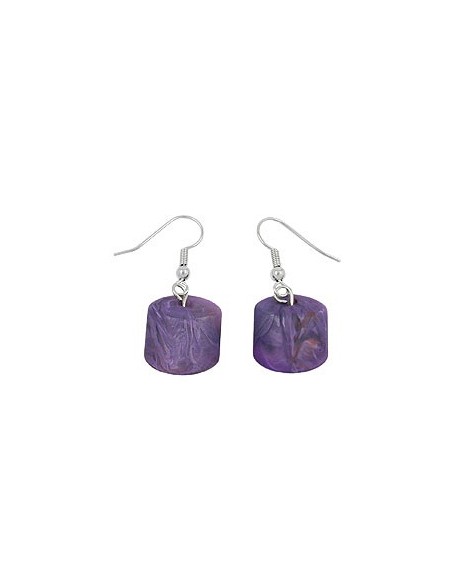 hook earrings slanted bead purple
