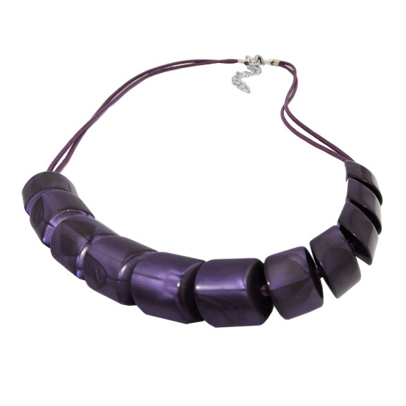 necklace slanted beads lilac-shining cord lilac