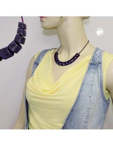 necklace slanted beads lilac-shining cord lilac