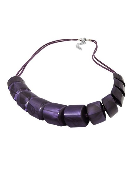 necklace slanted beads lilac-shining cord lilac