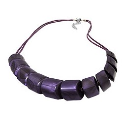 necklace slanted beads lilac-shining cord lilac