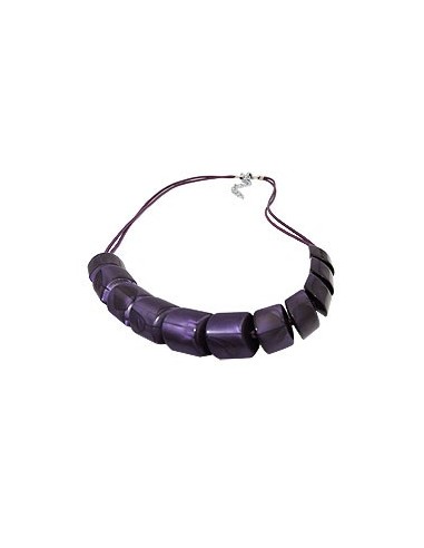 necklace slanted beads lilac-shining cord lilac