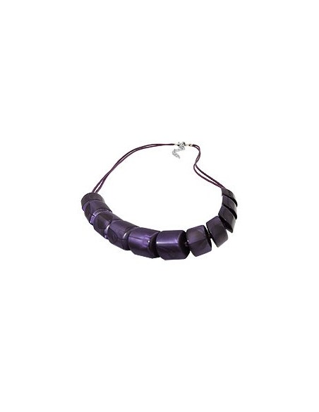 necklace slanted beads lilac-shining cord lilac