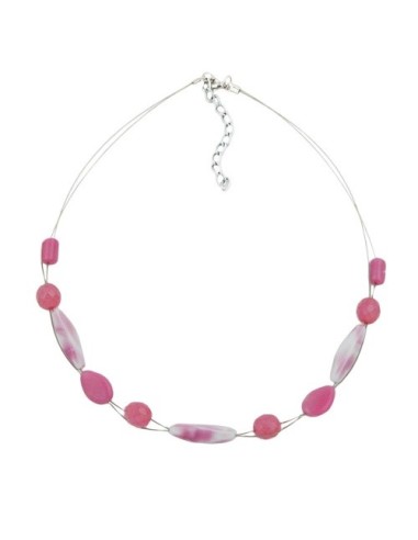 necklace glass beads pink 45cm
