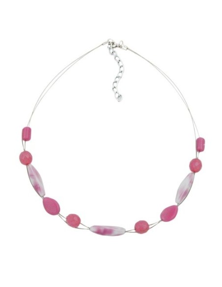 necklace glass beads pink 45cm