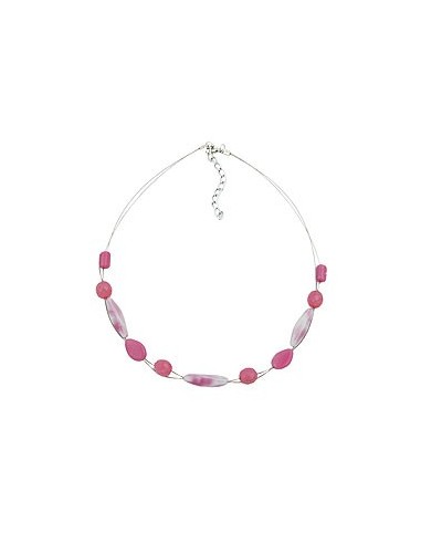 necklace glass beads pink 45cm