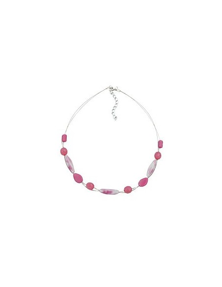 necklace glass beads pink 45cm