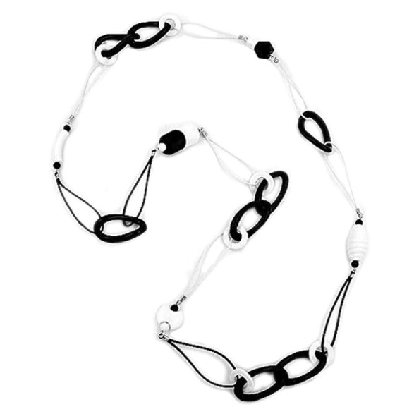 necklace black & white beads 100cm