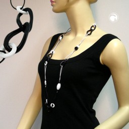 necklace black & white beads 100cm