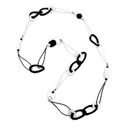 necklace black & white beads 100cm