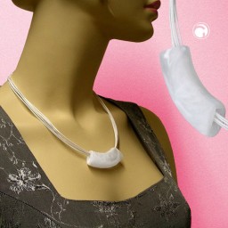 necklace tube flat curved white 50cm