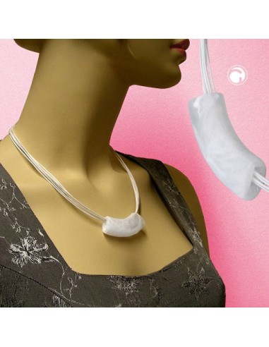 necklace tube flat curved white 50cm