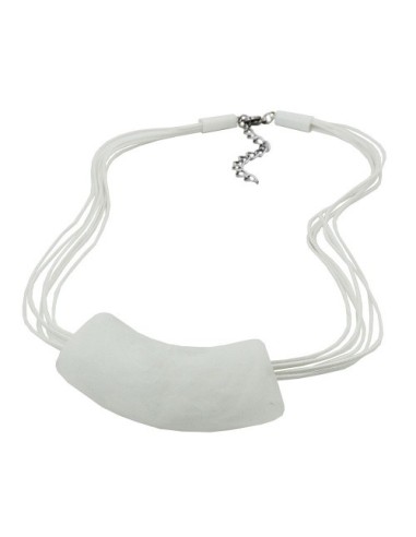 necklace tube flat curved white 50cm