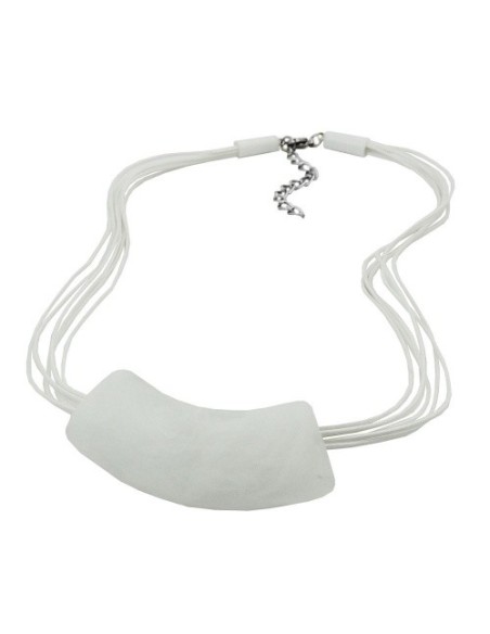 necklace tube flat curved white 50cm