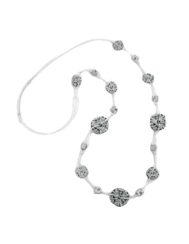 necklace flower bead grey-white 100cm