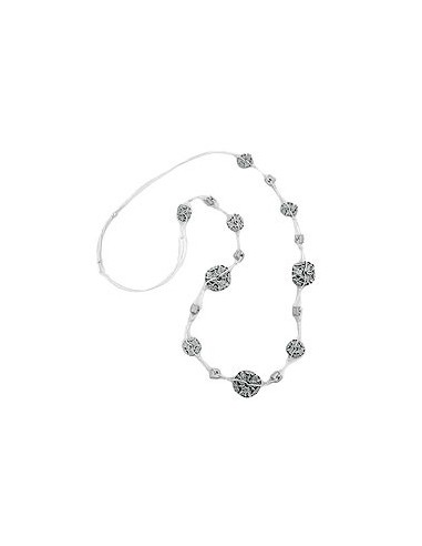 necklace flower bead grey-white 100cm