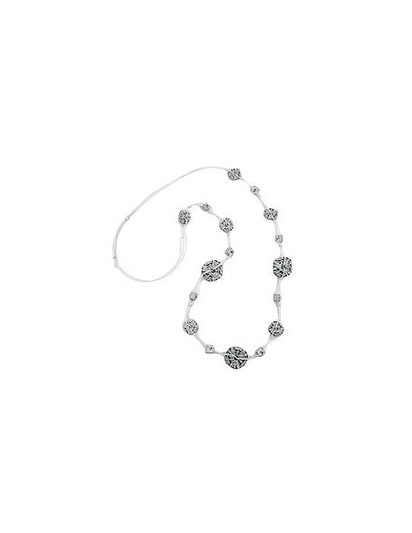 necklace flower bead grey-white 100cm