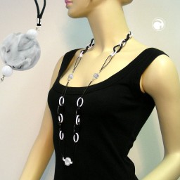 necklace black & white beads 100cm