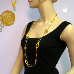 necklace silk-cord yellow bead 100cm