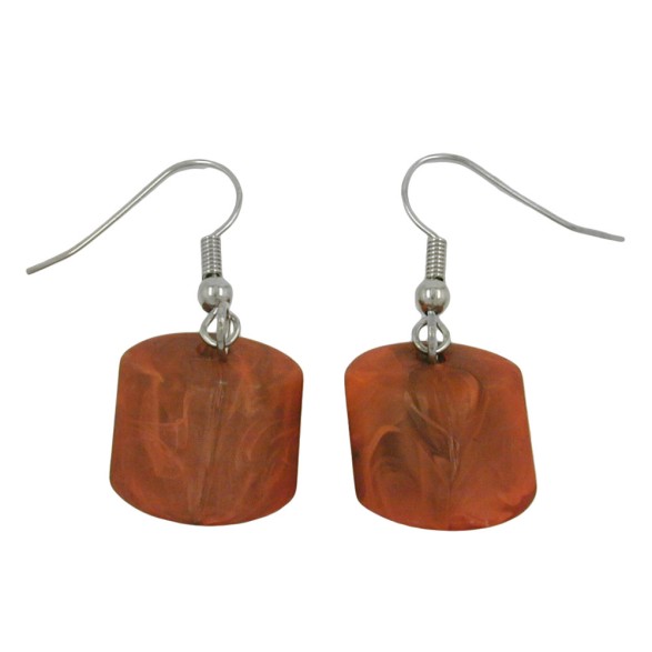 hook earrings slanted bead brown