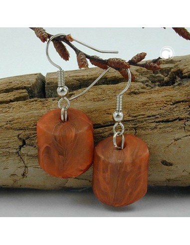 hook earrings slanted bead brown
