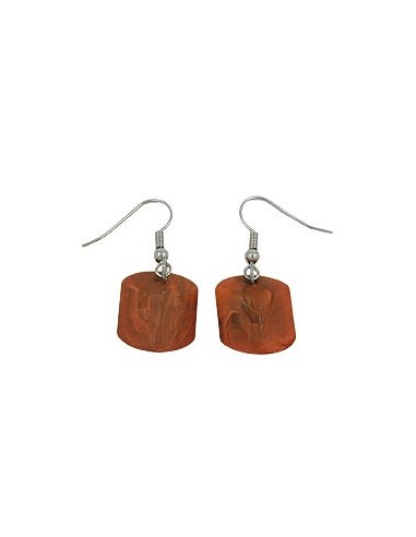 hook earrings slanted bead brown