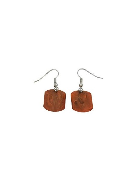 hook earrings slanted bead brown