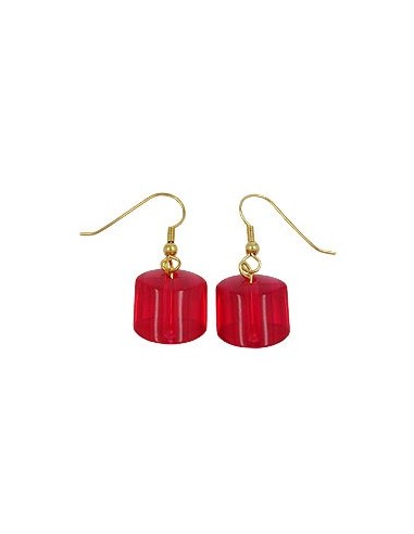 hook earrings red beads gold coloured