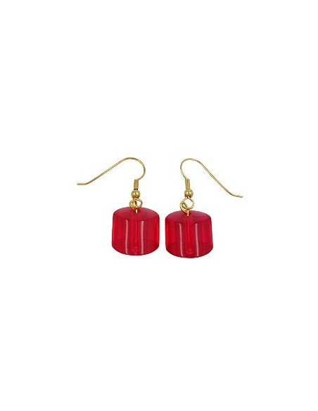 hook earrings red beads gold coloured