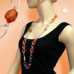 necklace curb chain beads 95cm