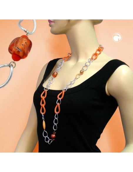 necklace curb chain beads 95cm