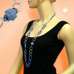 necklace curb chain with beads 95cm