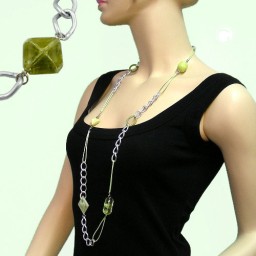 necklace curb chain with beads 100cm