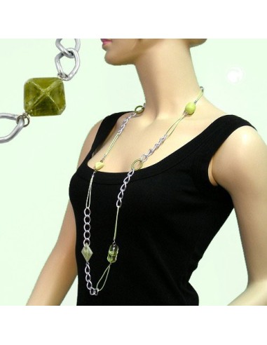 necklace curb chain with beads 100cm