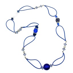 necklace blue beads blue chain 95cm