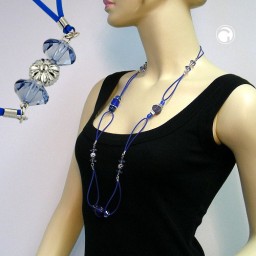 necklace blue beads blue chain 95cm