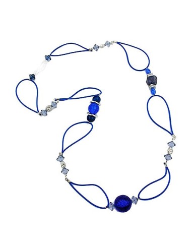 necklace blue beads blue chain 95cm