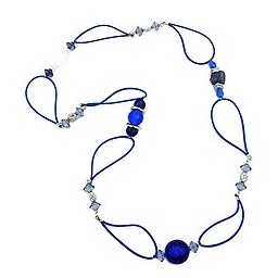 necklace blue beads blue chain 95cm