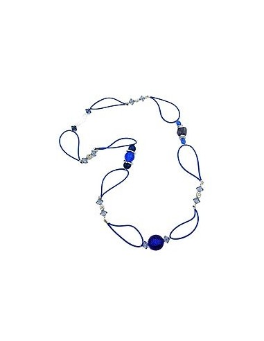 necklace blue beads blue chain 95cm