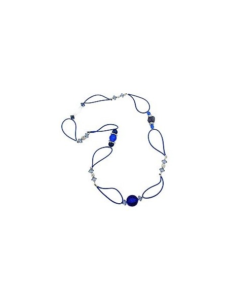 necklace blue beads blue chain 95cm