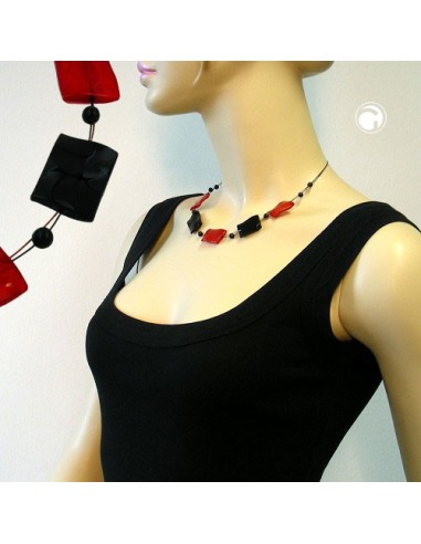 necklace black-red beads shiny 45cm