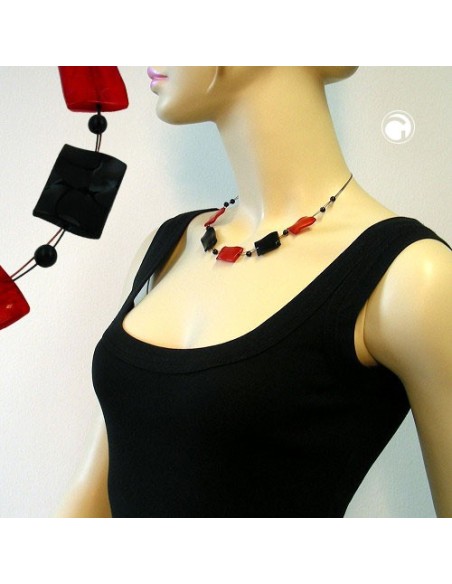 necklace black-red beads shiny 45cm