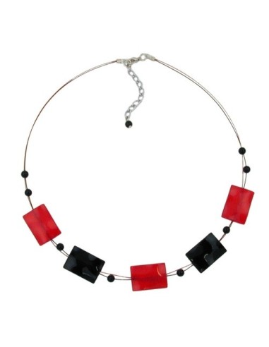 necklace black-red beads shiny 45cm