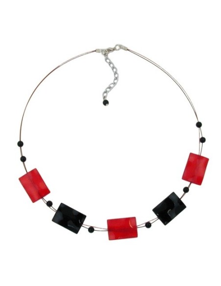 necklace black-red beads shiny 45cm