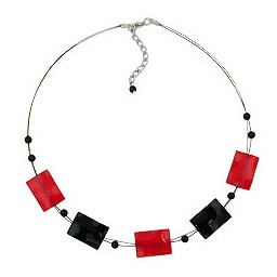 necklace black-red beads shiny 45cm