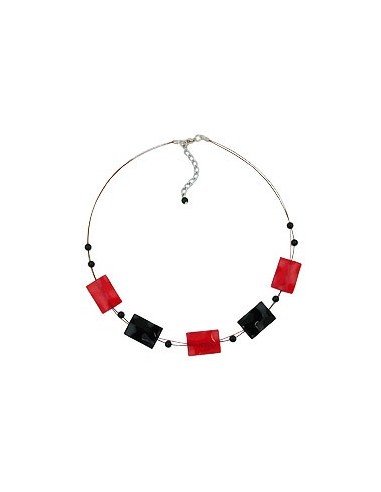 necklace black-red beads shiny 45cm