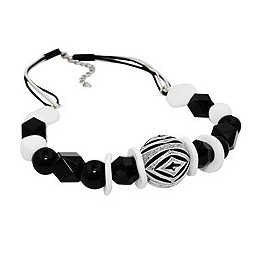 necklace varios beads black and white black and white cord